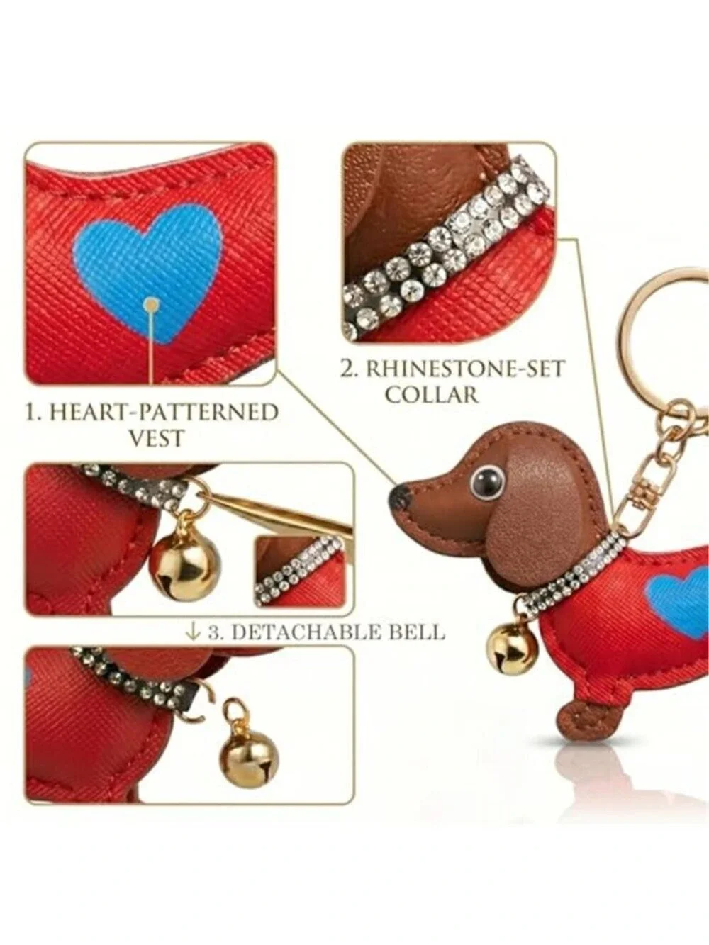 Handmade Leather Dachshund Keychain & Bag Charms, Wiener Dog Gifts for Women